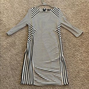Black and white striped maternity dress size large